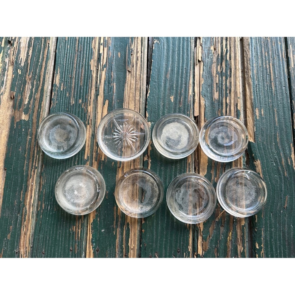 Vintage Hazel Atlas Glass Furniture Coasters Set‎ of 8 Starburst Clear Glass